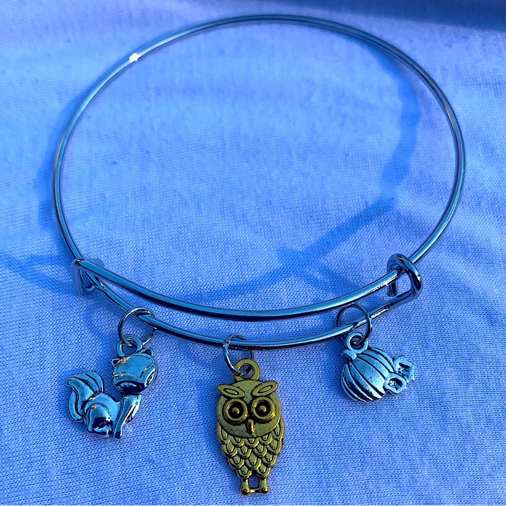 Brand New! Handmade! Adjustable Charm Bangle Bracelet!